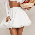 Boho Inspired WHITE BOW MINI SKIRT Lace Details new summer skirt for Women Sweet A Line Sexy Short skirt female