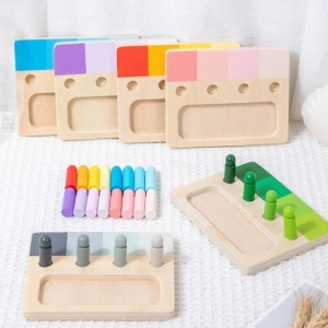 Wooden Montessori Toy Color Sense System Training Wood Insert Board 24 Color Children's Color Cognitive Matching Educational Toy
