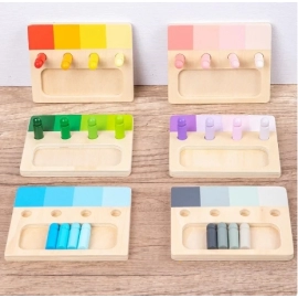 Wooden Montessori Toy Color Sense System Training Wood Insert Board 24 Color Children's Color Cognitive Matching Educational Toy
