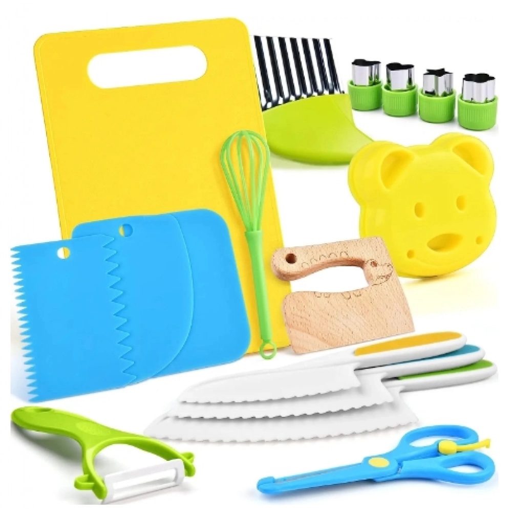 17PCS Kids Cooking sets Real Cooking Montessori Kitchen Tools for Toddlers Kids Safe Knives for 2/3/4/5/6/7/8 Year Old 17PCS Kids Cooking sets Real Cooking Montessori Kitchen Tools for Toddlers Kids Safe Knives for 2/3/4/5/6/7/8 Year Old